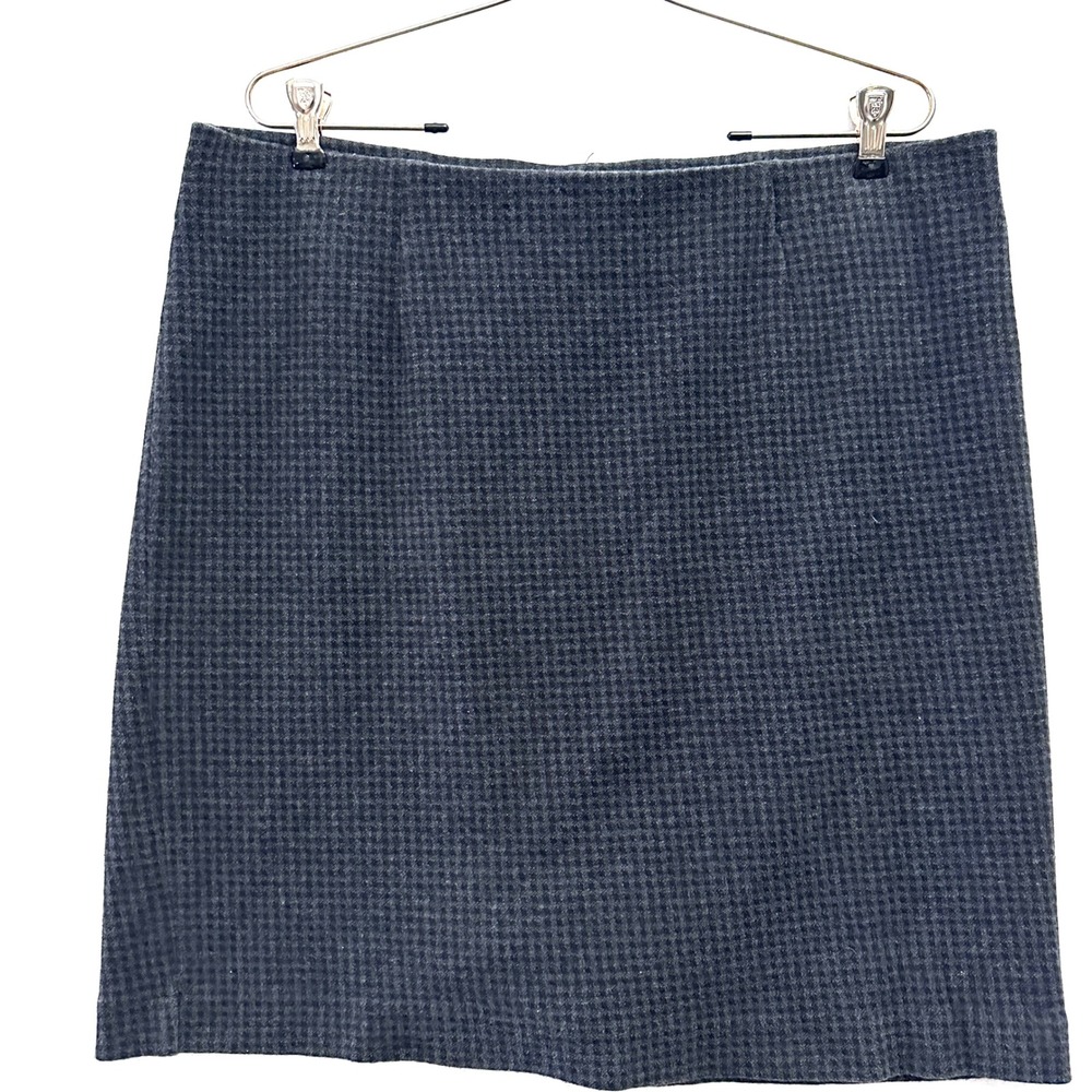 J. Jill L Ponte Pencil Skirt Plaid Pull On Elastic Waist Cotton Gray Office